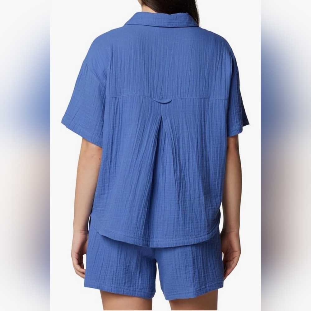 COLUMBIA Women's Holly Hideaway Breezy Short Sleeve Top - Size M - Blue - (NWT) - Picture 2 of 12